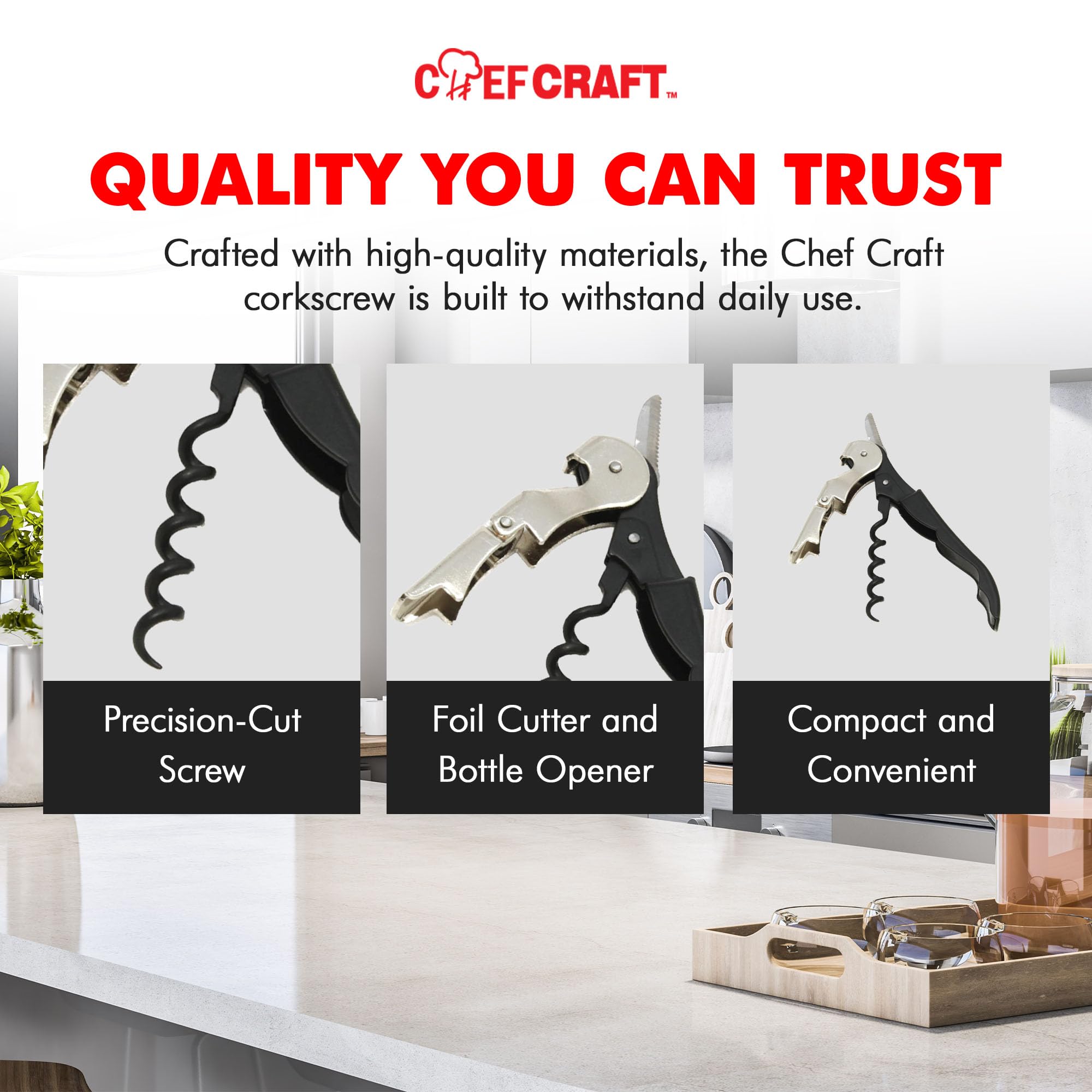 半酒器 Amazon | Chef Craft 21318 1-Piece Waiters Corkscrew, Black